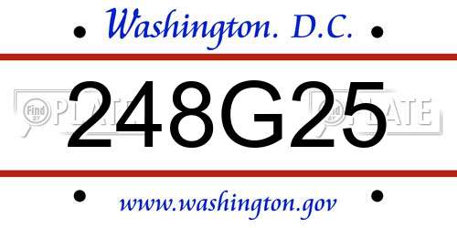 248G25 District Of Columbia License Plate