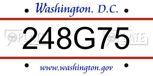 248G75 District Of Columbia License Plate