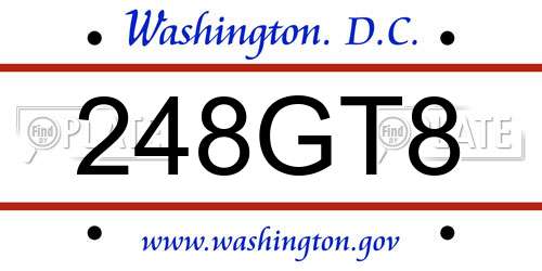 248GT8 District Of Columbia License Plate