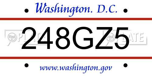 248GZ5 District Of Columbia License Plate