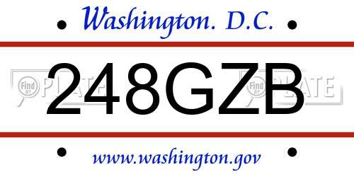 248GZB District Of Columbia License Plate