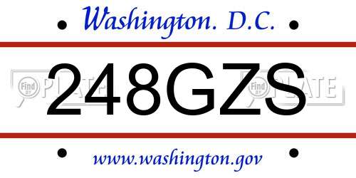 248GZS District Of Columbia License Plate
