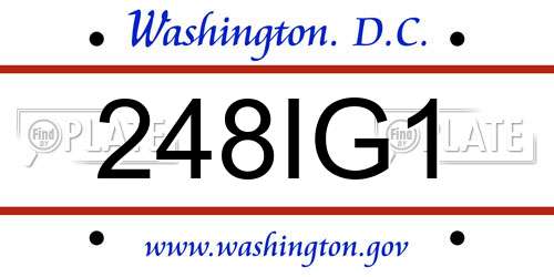 248IG1 District Of Columbia License Plate