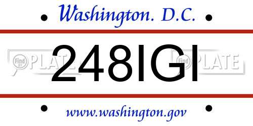 248IGI District Of Columbia License Plate