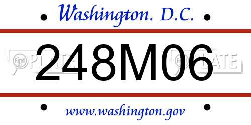 248M06 District Of Columbia License Plate