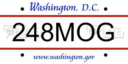 248MOG District Of Columbia License Plate