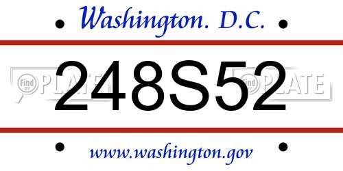 248S52 District Of Columbia License Plate