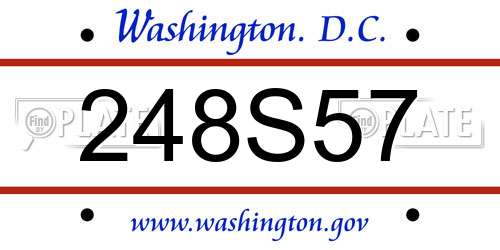 248S57 District Of Columbia License Plate