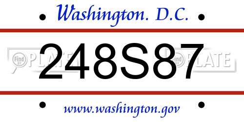 248S87 District Of Columbia License Plate