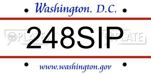 248SIP District Of Columbia License Plate