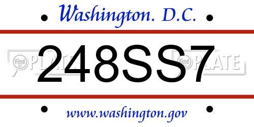 248SS7 District Of Columbia License Plate