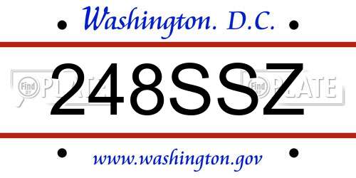 248SSZ District Of Columbia License Plate