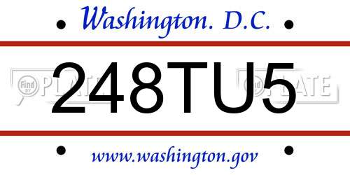 248TU5 District Of Columbia License Plate