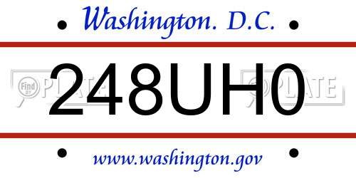 248UH0 District Of Columbia License Plate