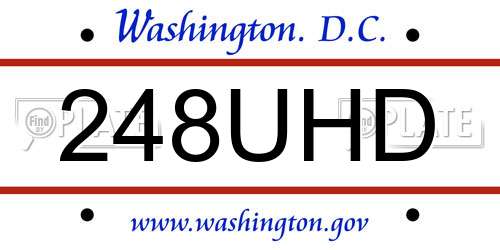 248UHD District Of Columbia License Plate