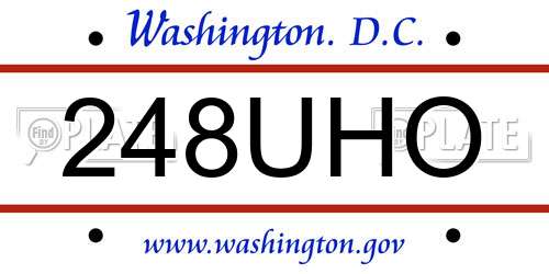 248UHO District Of Columbia License Plate