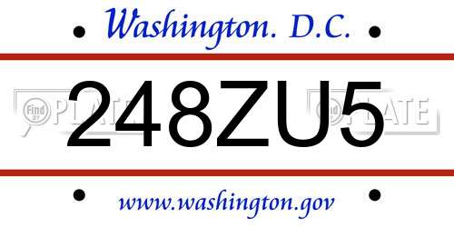 248ZU5 District Of Columbia License Plate