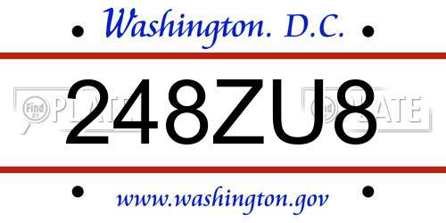 248ZU8 District Of Columbia License Plate