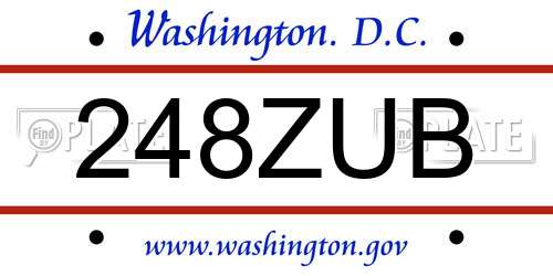 248ZUB District Of Columbia License Plate