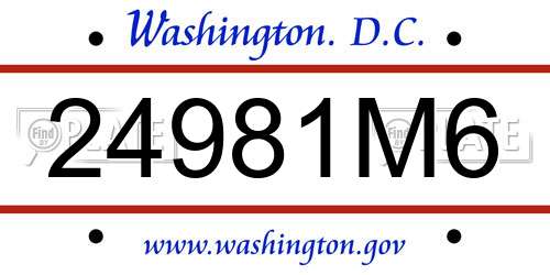 24981M6 District Of Columbia License Plate