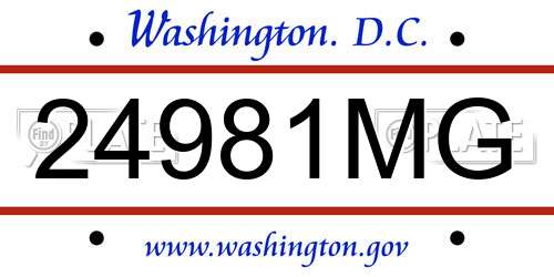 24981MG District Of Columbia License Plate