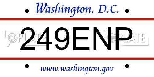 249ENP District Of Columbia License Plate