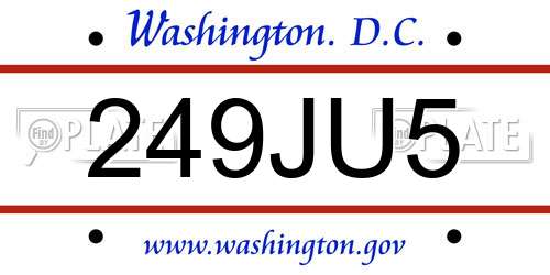 249JU5 District Of Columbia License Plate