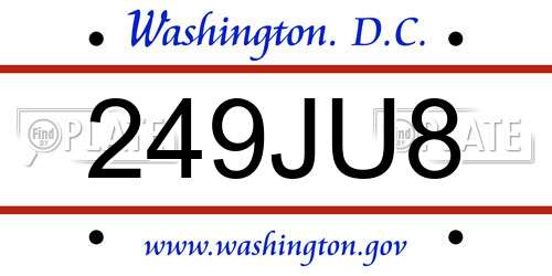 249JU8 District Of Columbia License Plate