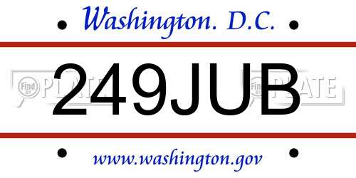 249JUB District Of Columbia License Plate
