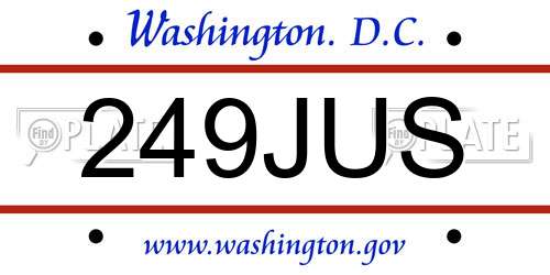 249JUS District Of Columbia License Plate