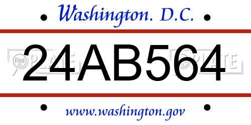 24AB564 District Of Columbia License Plate