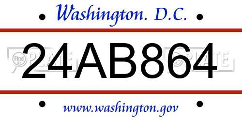 24AB864 District Of Columbia License Plate
