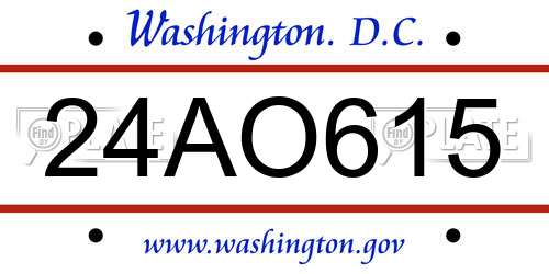 24AO615 District Of Columbia License Plate