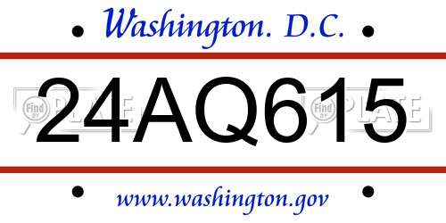 24AQ615 District Of Columbia License Plate