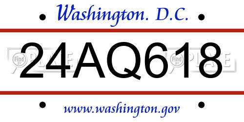 24AQ618 District Of Columbia License Plate