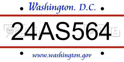 24AS564 District Of Columbia License Plate