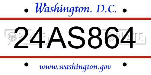 24AS864 District Of Columbia License Plate