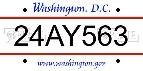 24AY563 District Of Columbia License Plate