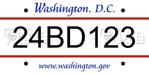 24BD123 District Of Columbia License Plate