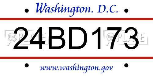 24BD173 District Of Columbia License Plate