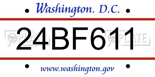 24BF611 District Of Columbia License Plate