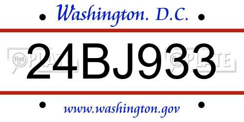 24BJ933 District Of Columbia License Plate
