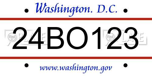 24BO123 District Of Columbia License Plate