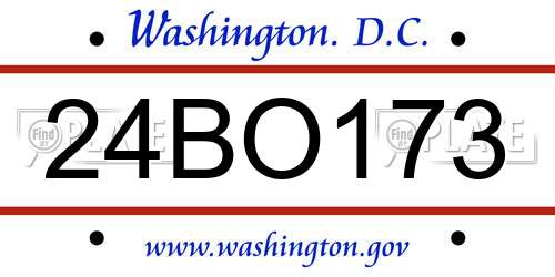 24BO173 District Of Columbia License Plate