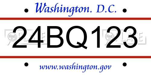24BQ123 District Of Columbia License Plate