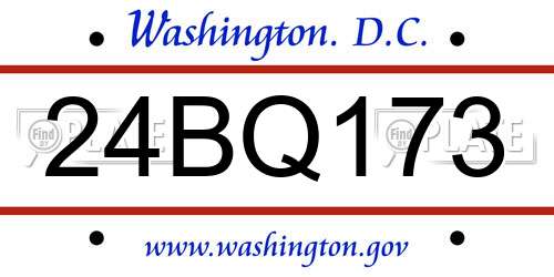 24BQ173 District Of Columbia License Plate