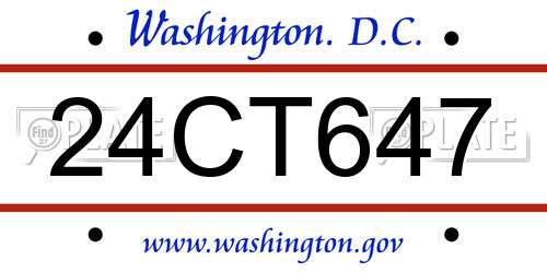 24CT647 District Of Columbia License Plate