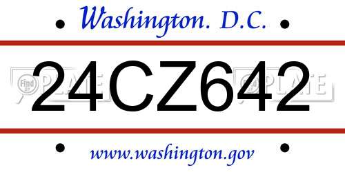 24CZ642 District Of Columbia License Plate