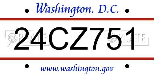 24CZ751 District Of Columbia License Plate