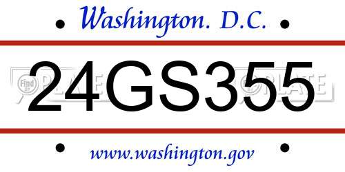 24GS355 District Of Columbia License Plate